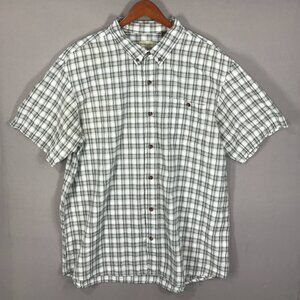 Hobbs Creek Shirt Men 2XL Green Check Button Down Short Sleeve Pocket Seersucker